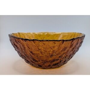 Vintage MCM Ripple Textured Butterscotch/Amber Salad/Fruit/Cereal Bowl 6"